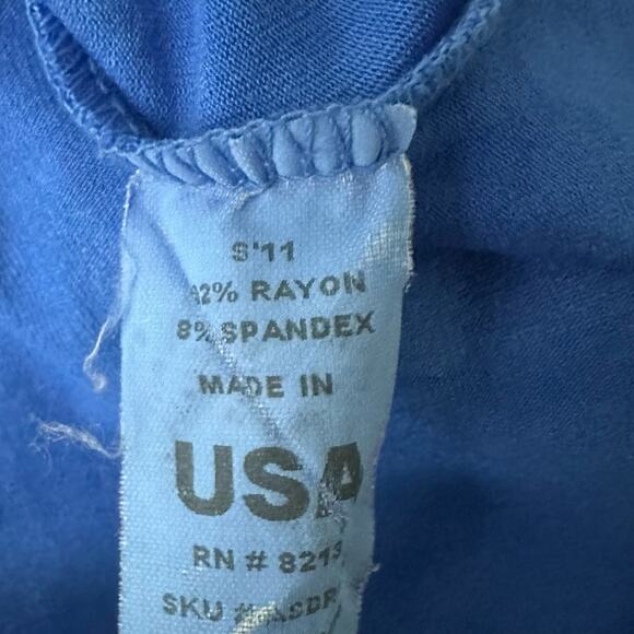 FRESH PRODUCE Womens Dress Small Blue Midi Stretch Knit Summer Beach Resort - Picture 6 of 10